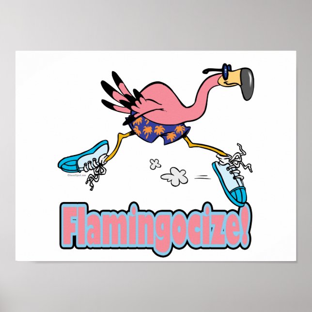 Flamingocize Joggen Flamingo Cartoon Poster (Vorne)