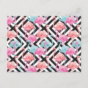 Flamingoes on Bold Design Pattern Postkarte