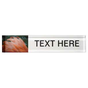 Flamingofedern kräuselten Nahaufnahmevogel Namensplakette