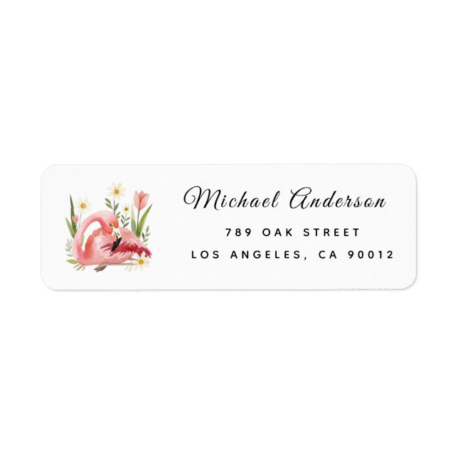 Flamingoo Baby Shower Return Address Label (Vorne)