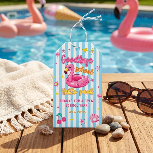 Flamingos Abschied Schule Hallo Pool Geschenkanhän Geschenkanhänger (Von Creator hochgeladen)