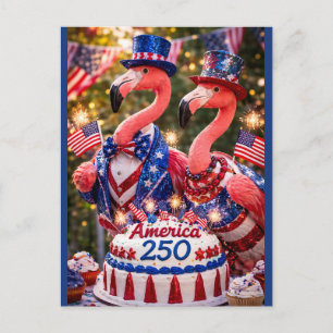 Flamingos Alles Gute zum 250. Geburtstag Amerika 4 Postkarte