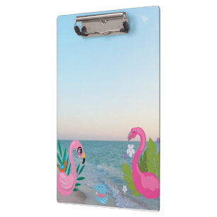 Flamingos am Meer Klemmbrett