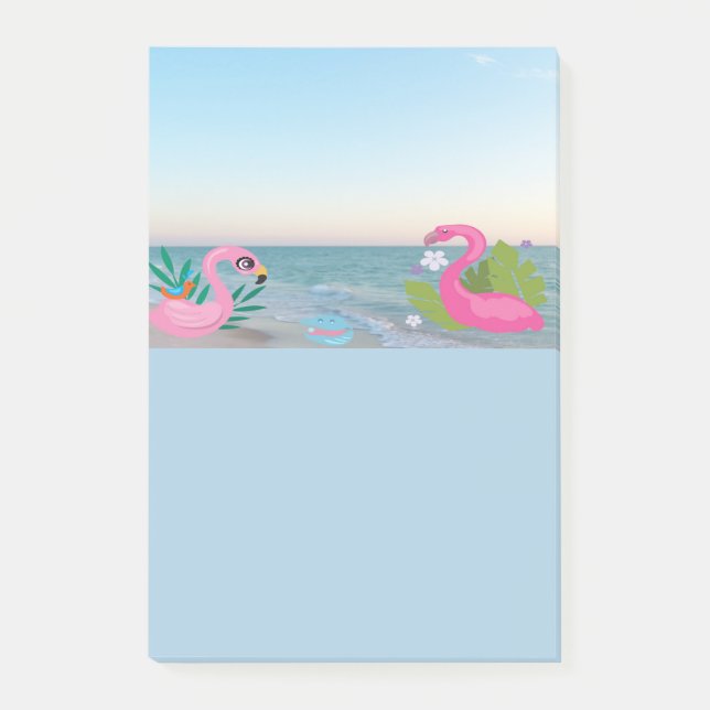 Flamingos am Meer Post-it Klebezettel (Vorderseite)