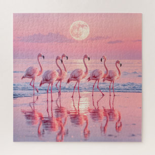 Flamingos am rosa Strand Puzzle