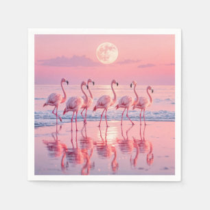 Flamingos am rosa Strand Serviette