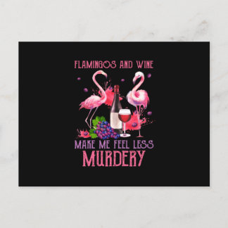 Flamingos And Wine Postkarte