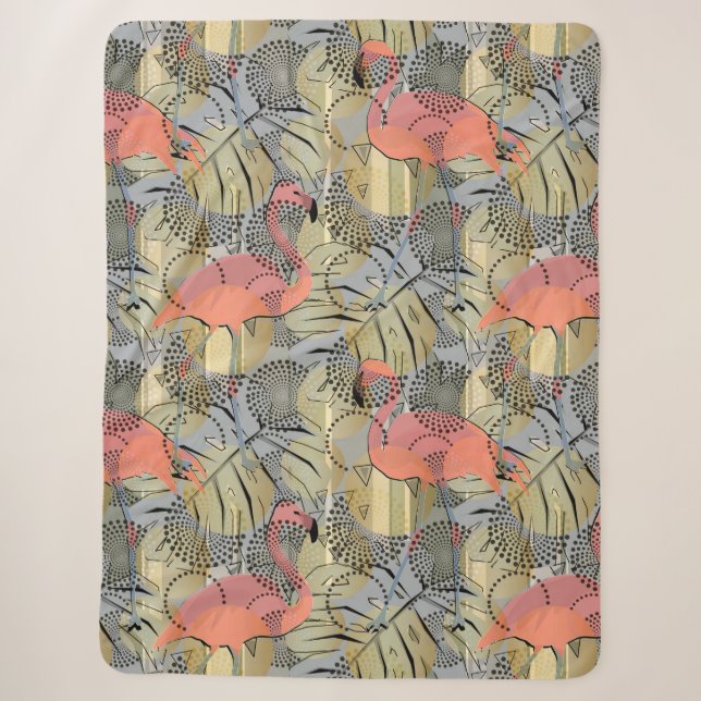 Flamingos auf abstraktem Hintergrund. Sherpadecke (Vorderseite)