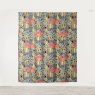 Flamingos auf abstraktem Hintergrund. Wandteppich