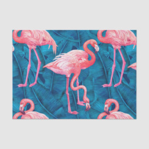 Flamingos auf blauen Bananenblättern Seidenpapier