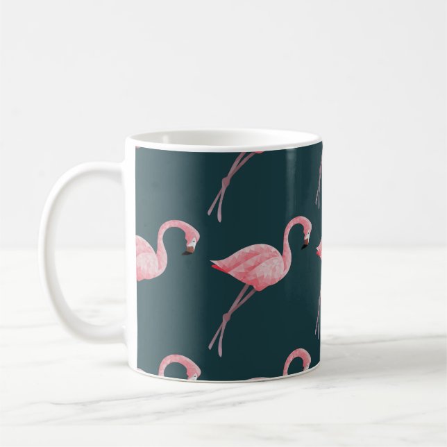 Flamingos auf blauen, Vintagen, nahtlosen Mustern. Kaffeetasse (Links)