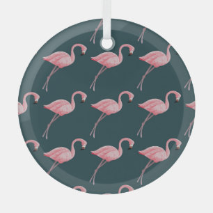 Flamingos auf blauen, Vintagen, nahtlosen Mustern. Ornament Aus Glas