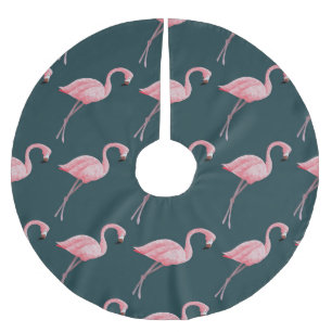 Flamingos auf blauen, Vintagen, nahtlosen Mustern. Polyester Weihnachtsbaumdecke