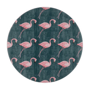 Flamingos auf blauen, Vintagen, nahtlosen Mustern. Schneidebrett