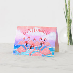 Flamingos auf der Parade-Karte Karte
