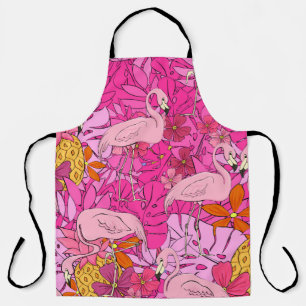Flamingos auf einem Hintergrund aus tropischen Blä Schürze