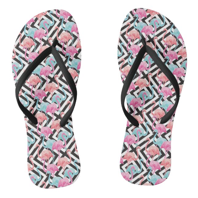 Flamingos auf feinem Design-Muster Flip Flops (Fußbett)