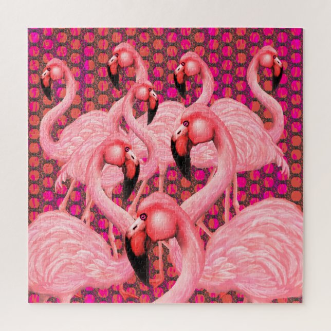 Flamingos auf Parade Puzzle (Vertikal)
