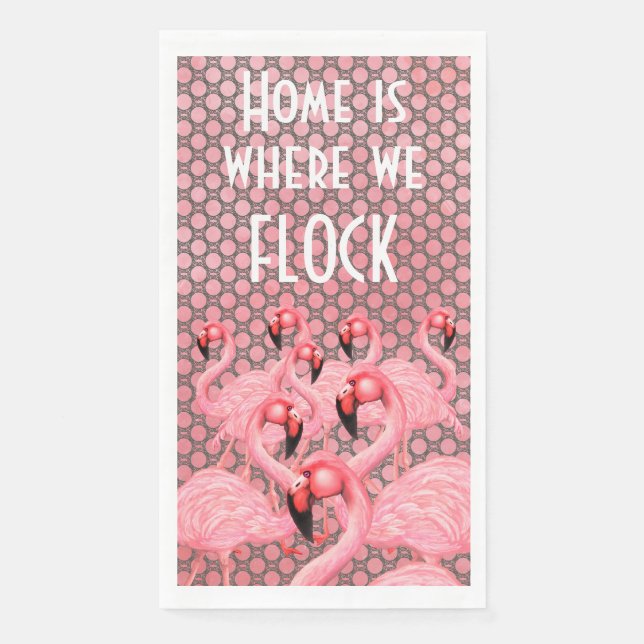 Flamingos auf Parade Serviette (Vorderseite)