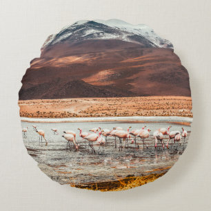 FLAMINGOS AUF WASSERKÖRPER RUNDES KISSEN