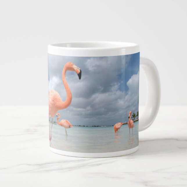 Flamingos Beach Aruba Jumbo-Tasse (Vorderseite Rechts)
