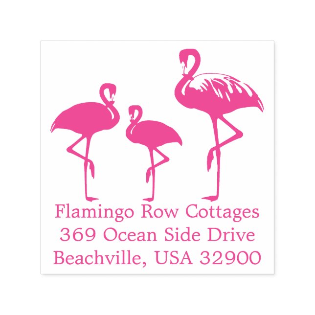 Flamingos Beach Geschäftsadresse Custom Permastempel (Design)