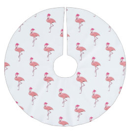 Flamingos Christmas Santa Claus Pattern Polyester Weihnachtsbaumdecke