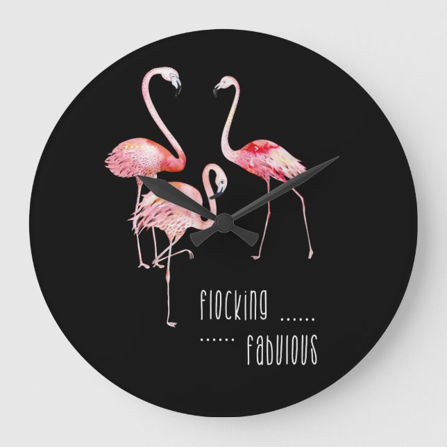 Flamingos, die fabelhaftes lustiges große wanduhr (Vorderseite)