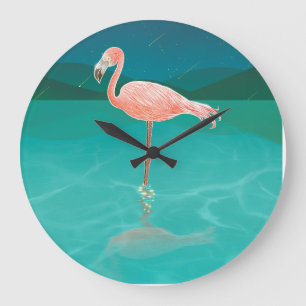 FLAMINGOS FAMINGO ART WALL CLOCK GROßE WANDUHR