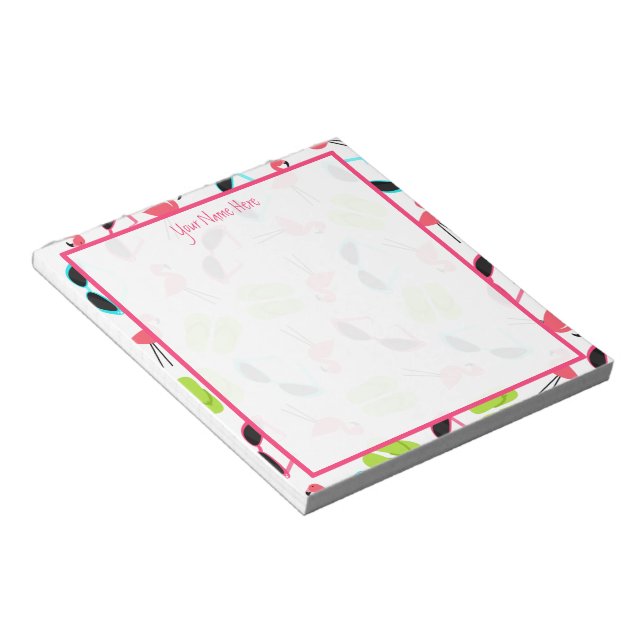 Flamingos Flip Flops & Sonnenbrillen Notepad Notizblock (angewinkelt)