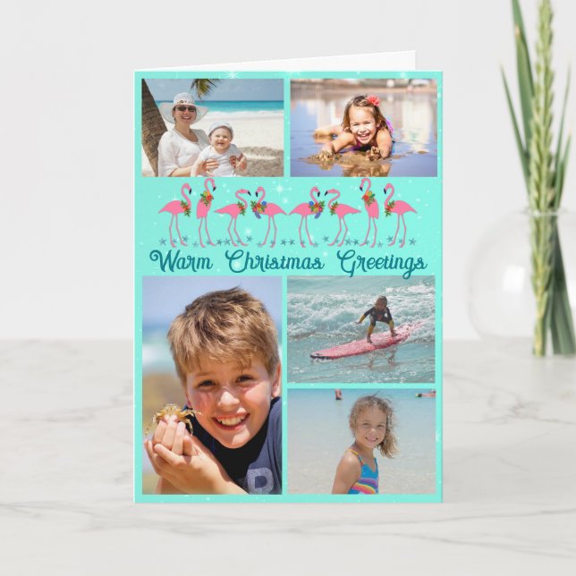 Flamingos Foto Collage Falten Weihnachten (Vorderseite)