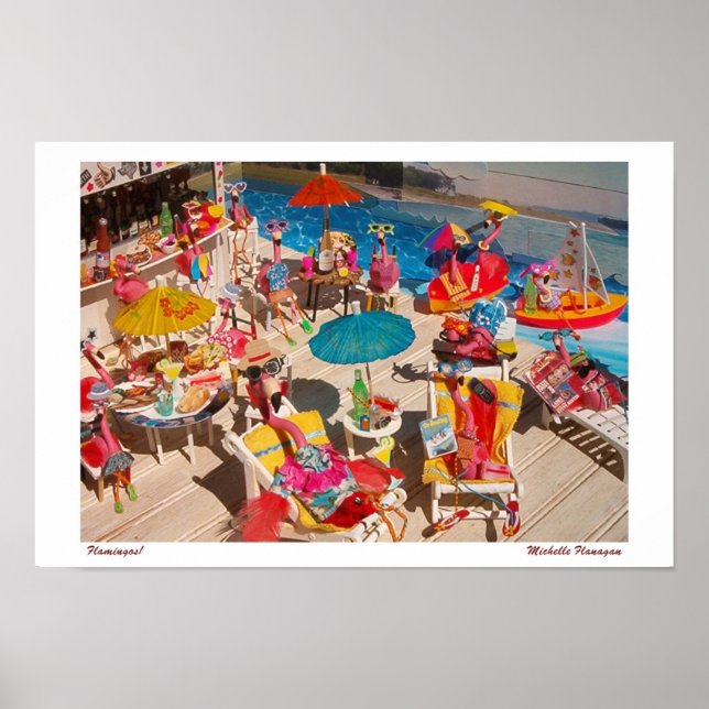 'Flamingos!' für Print/Poster (keine Grenze) Poster (Vorne)
