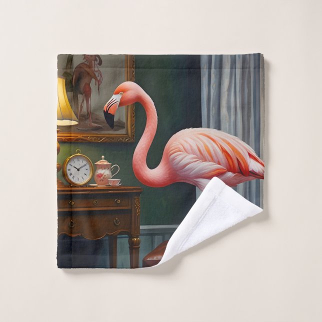 Flamingos gemütliche Ecke Badhandtuch Set (Waschlappen)