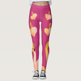Flamingos Heart Pink , Custom Leggings, Flamingo Leggings