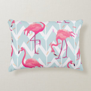 Flamingos Hellgrau: Vintage Tropical. Dekokissen
