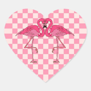 Flamingos Herz-Aufkleber