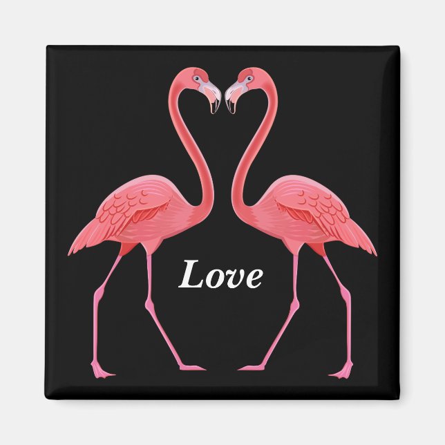 Flamingos Herzform Magnet (Vorne)