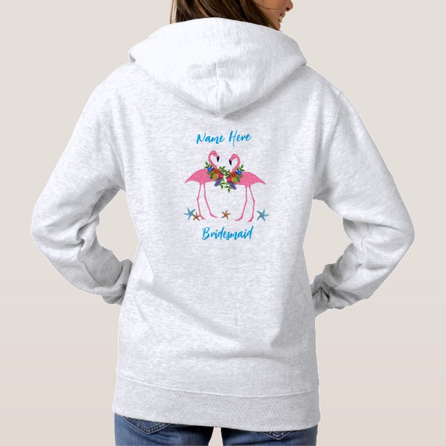 Flamingos Hoodie Personalisiert Bridesmaid Gift (Rückseite)