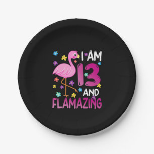 Flamingos Ich bin 13. Phantastischer 13. Geburtst Pappteller