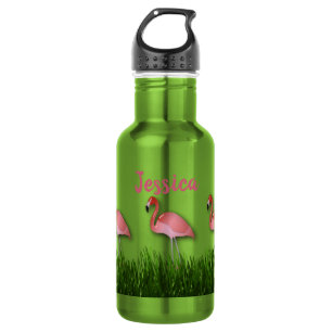 Flamingos im Gras Edelstahlflasche