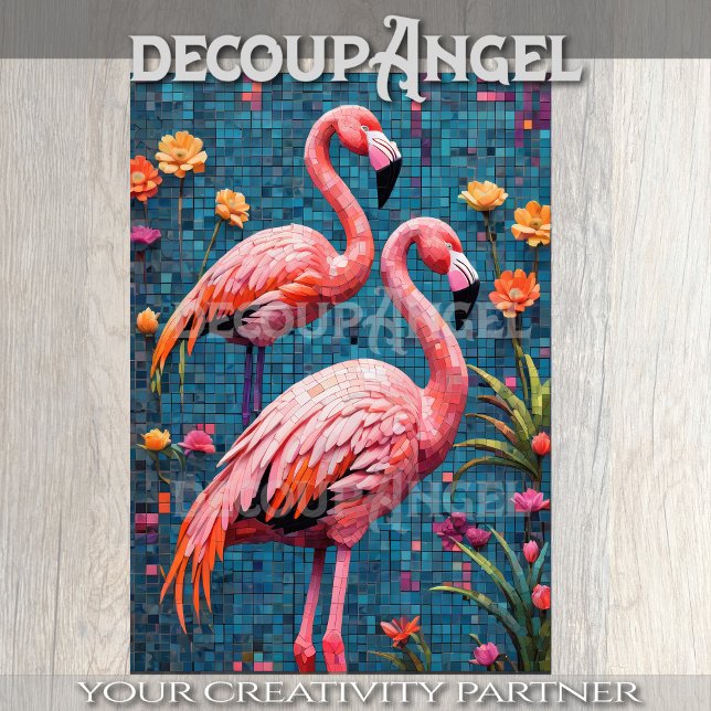 Flamingos im Mosaikstil-Dekoupage Seidenpapier (Von Creator hochgeladen)