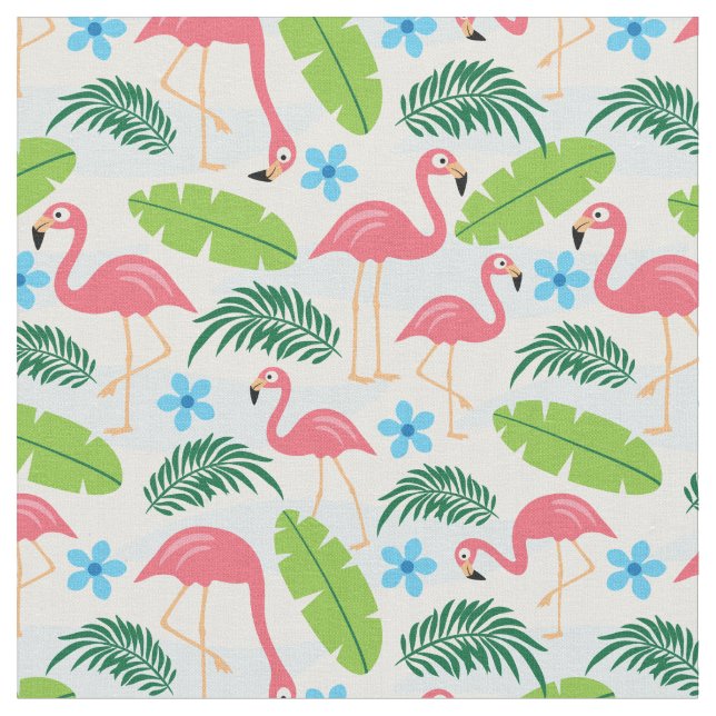 Flamingos im Paradies Fabric Stoff (Nahaufnahme)