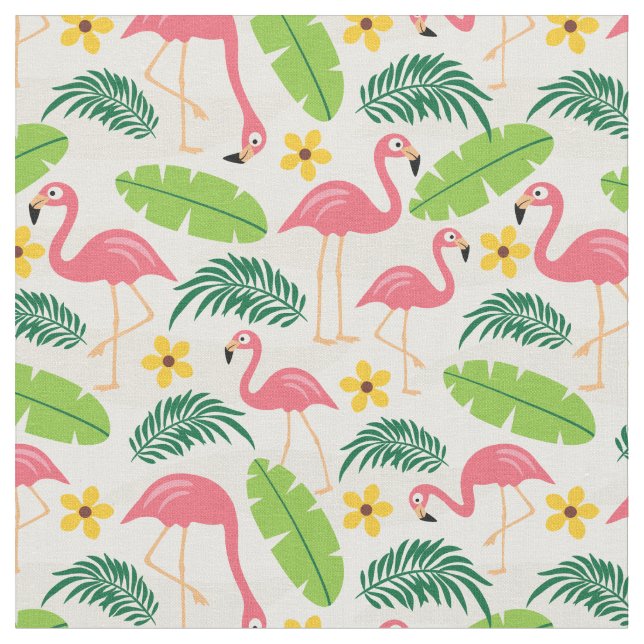 Flamingos im Paradies Fabric Stoff (Nahaufnahme)