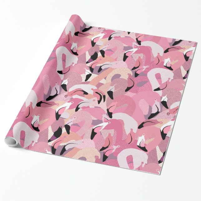 Flamingos in der rosa Geschenk-Verpackung Geschenkpapier (Ungerollt)