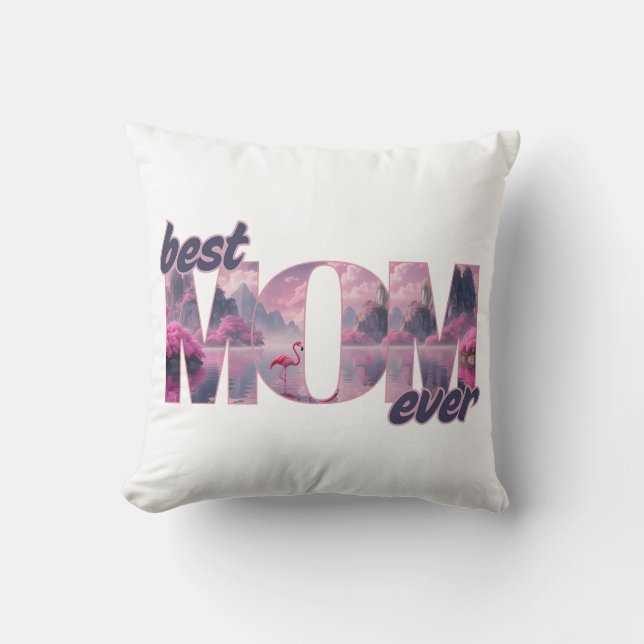 Flamingos in einer Traumwelt - best Mom ever Kissen (Vorderseite)