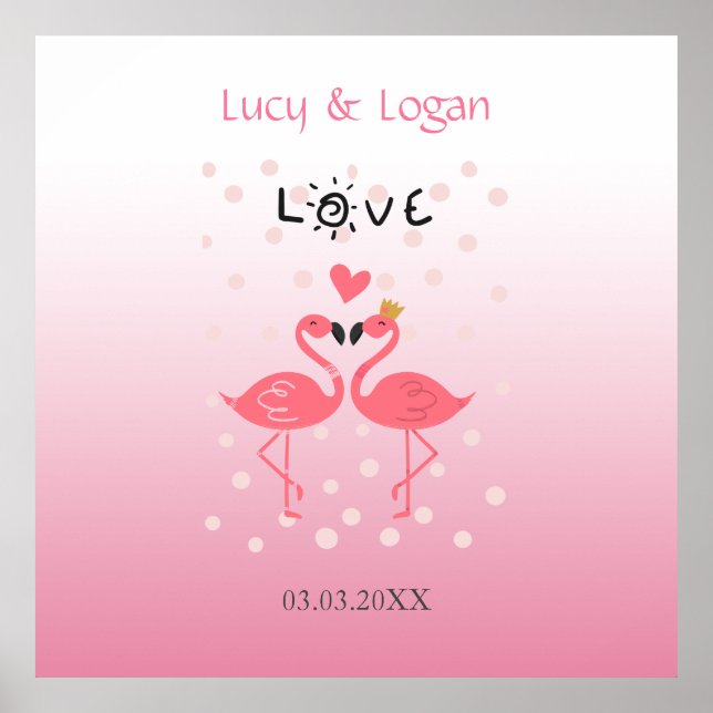 Flamingos in Liebe Poster (Vorne)