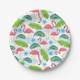Flamingos in Paradise Paper Plate Pappteller