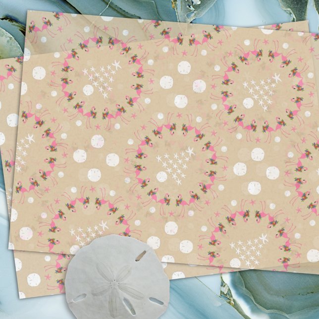 Flamingos in Seashells Beach Weihnachten Seidenpapier (Von Creator hochgeladen)