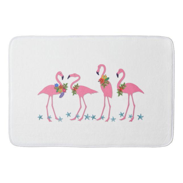 Flamingos in Starfish Tropical Themed Badematte (Vorderseite)