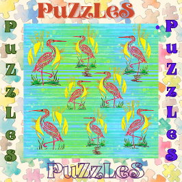 Flamingos in tropischer Szene Puzzle